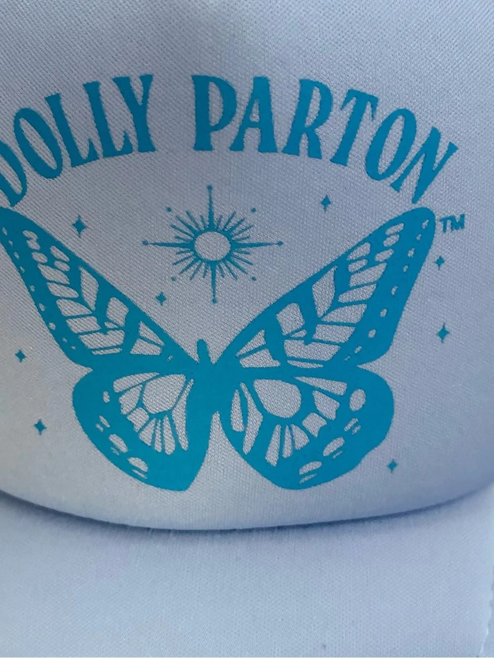 Dolly Parton Light Periwinkle Blue Butterfly Adjustable Trucker Women’s Hat